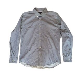 Tommy Hilfiger Men's Blue Checkered Long Sleeve Button Down Shirt L‎ 80's 2 ply